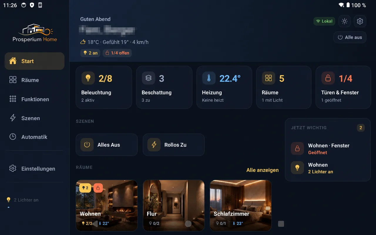 Anonymisierter App-Screenshot einer Prosperium Home Kundenanlage aus Mönchengladbach